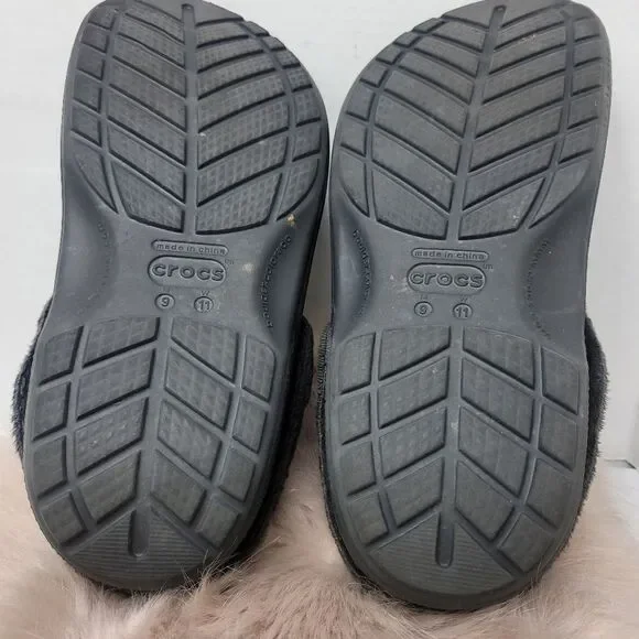 Crocs Black Faux Fur Unisez Clogs Shoes Size 9 M 11 W - Picture 9 of 9